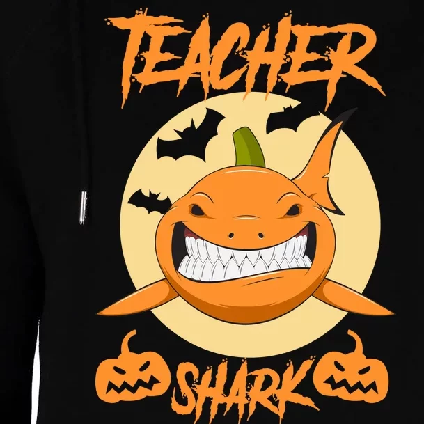 Teacher Shark Doo Boo Boo Pumpkin Halloween Womens Funnel Neck Pullover Hood