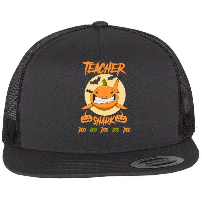 Teacher Shark Doo Boo Boo Pumpkin Halloween Flat Bill Trucker Hat