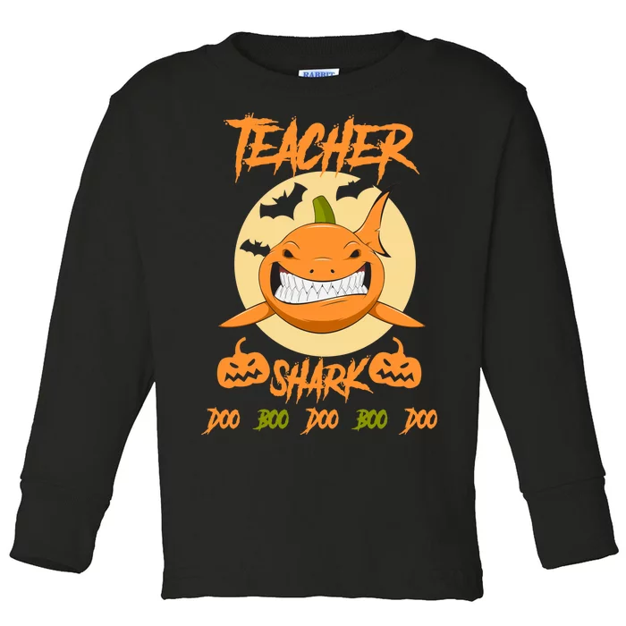 Teacher Shark Doo Boo Boo Pumpkin Halloween Toddler Long Sleeve Shirt