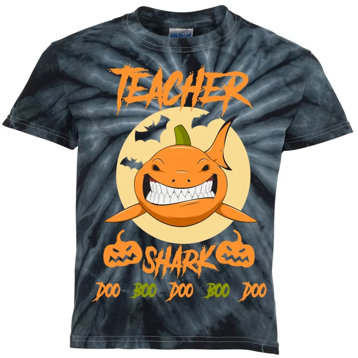 Teacher Shark Doo Boo Boo Pumpkin Halloween Kids Tie-Dye T-Shirt