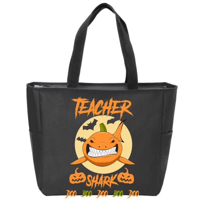 Teacher Shark Doo Boo Boo Pumpkin Halloween Zip Tote Bag