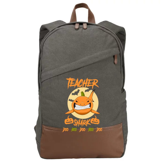 Teacher Shark Doo Boo Boo Pumpkin Halloween Cotton Canvas Backpack