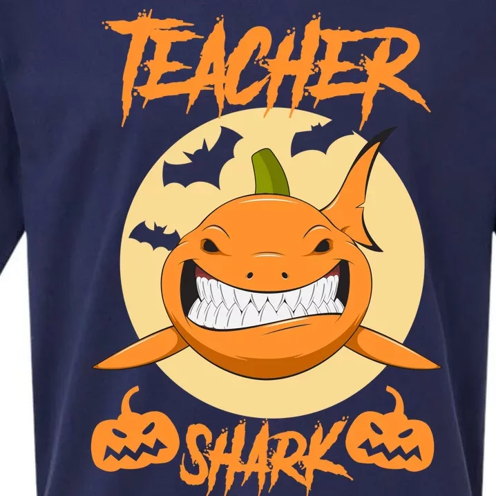 Teacher Shark Doo Boo Boo Pumpkin Halloween Sueded Cloud Jersey T-Shirt