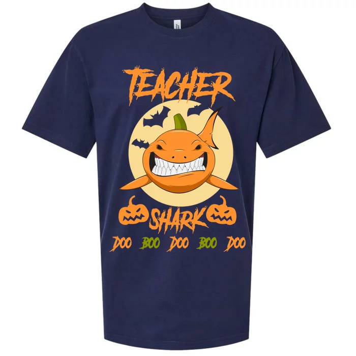 Teacher Shark Doo Boo Boo Pumpkin Halloween Sueded Cloud Jersey T-Shirt