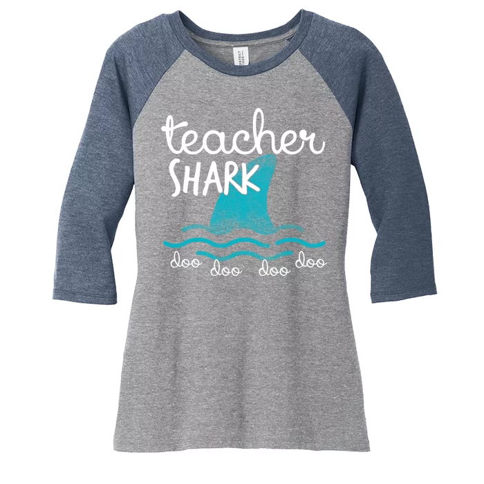 Teacher Shark Doo Doo Doo Women's Tri-Blend 3/4-Sleeve Raglan Shirt