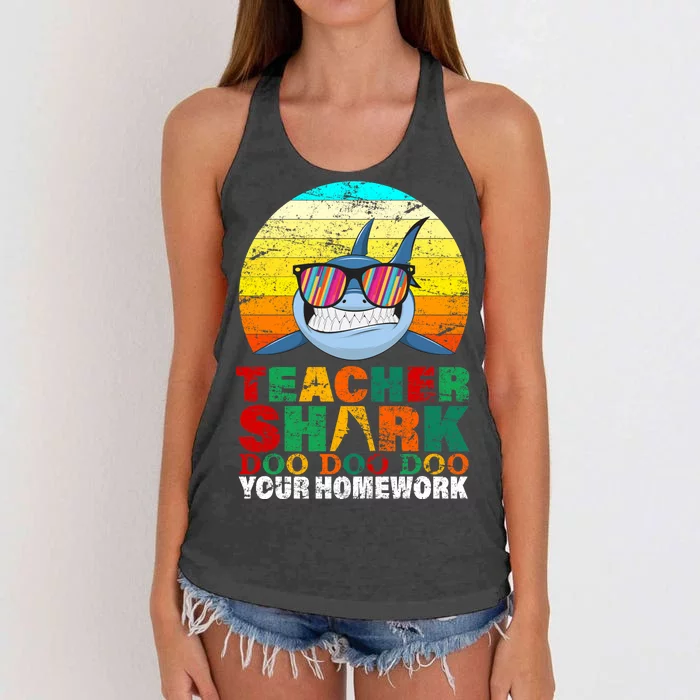 Teacher Shark Doo Doo Doo Your Homework Women's Knotted Racerback Tank