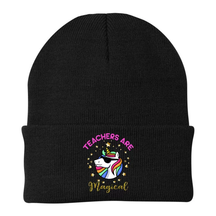 Teachers are Magical Funny Unicorn Knit Cap Winter Beanie