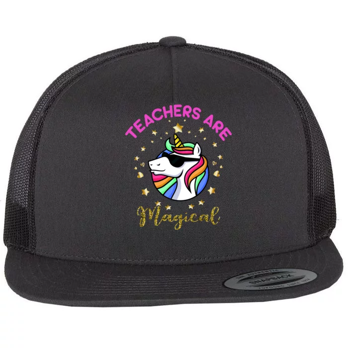 Teachers are Magical Funny Unicorn Flat Bill Trucker Hat