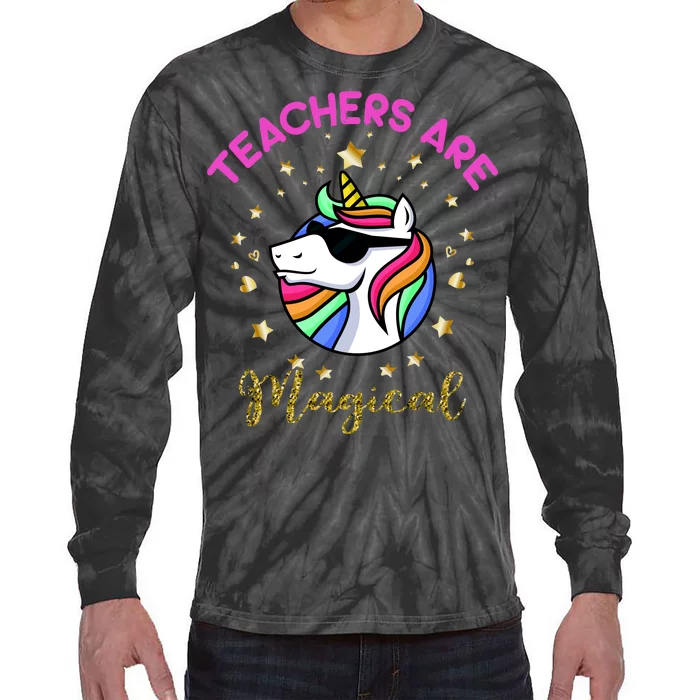 Teachers are Magical Funny Unicorn Tie-Dye Long Sleeve Shirt