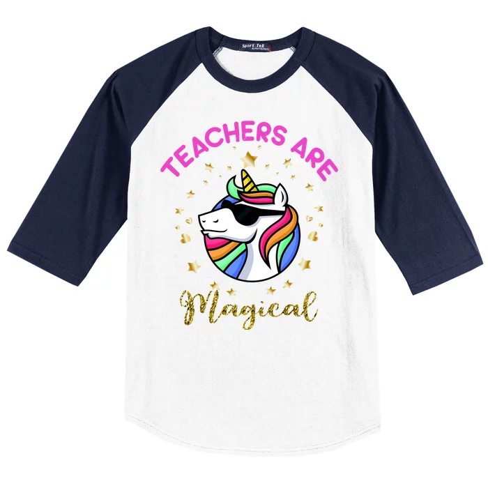 Teachers are Magical Funny Unicorn Baseball Sleeve Shirt