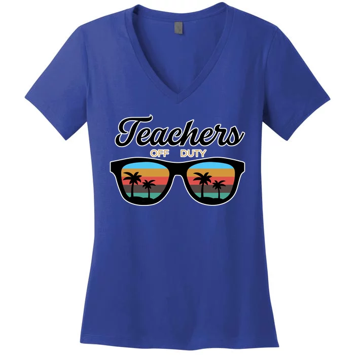 Teachers Off Duty Sunglasses Women's V-Neck T-Shirt