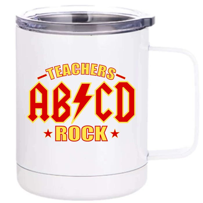 Teachers ROCK AB v CD ABCD Front & Back 12oz Stainless Steel Tumbler Cup