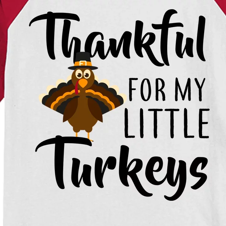 Teachers Thanksgiving Thankful For My little Turkeys Kids Colorblock Raglan Jersey