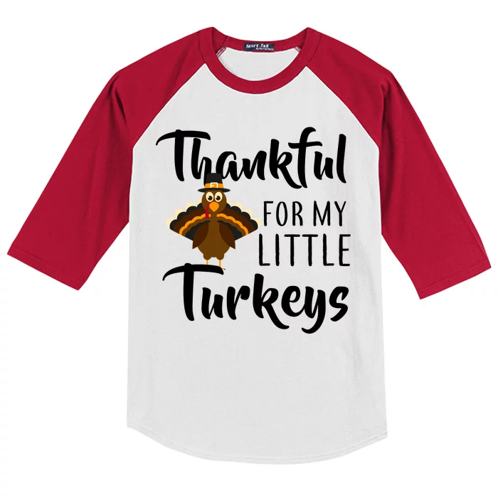 Teachers Thanksgiving Thankful For My little Turkeys Kids Colorblock Raglan Jersey