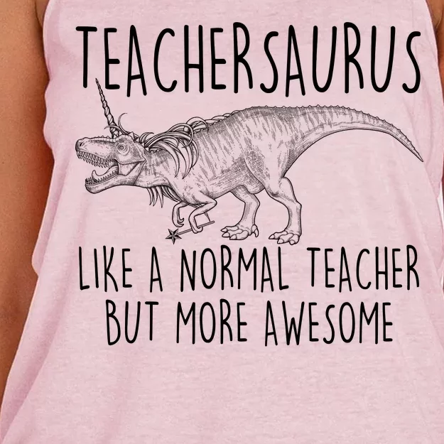 Teachersaurus Like A Normal Teacher But More Awesome Women's Knotted Racerback Tank