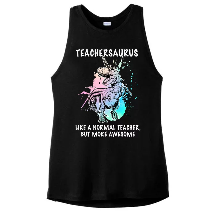 Teachersaurus Unicorn Ladies Tri-Blend Wicking Tank