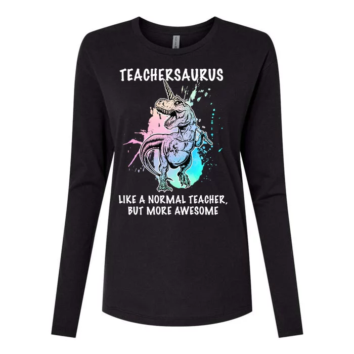 Teachersaurus Unicorn Womens Cotton Relaxed Long Sleeve T-Shirt