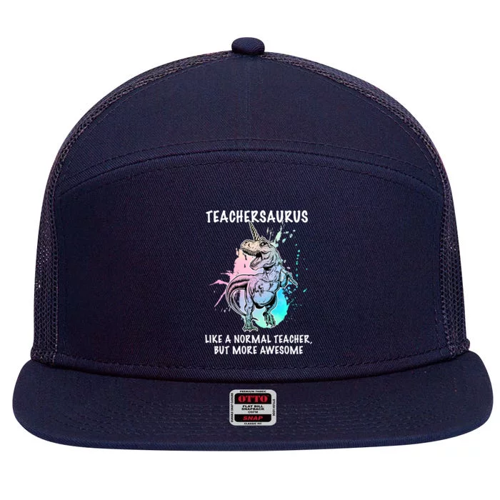 Teachersaurus Unicorn 7 Panel Mesh Trucker Snapback Hat