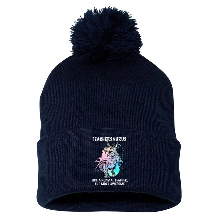 Teachersaurus Unicorn Pom Pom 12in Knit Beanie