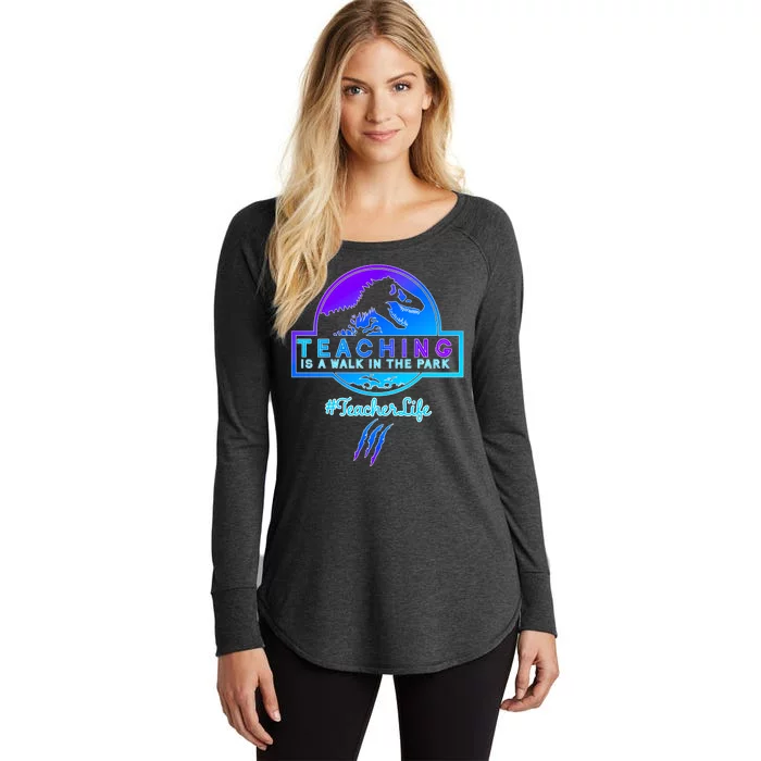 Teaching Is A Walk In Park Jurassic Teacher Women's Perfect Tri Tunic Long Sleeve Shirt