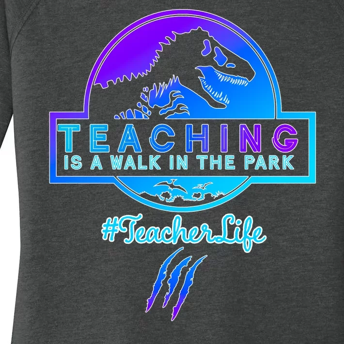 Teaching Is A Walk In Park Jurassic Teacher Women's Perfect Tri Tunic Long Sleeve Shirt