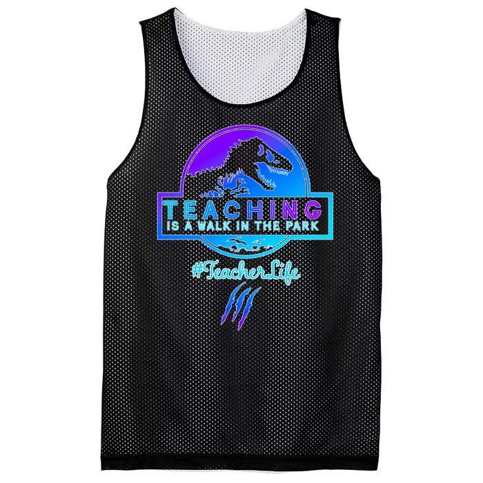 Teaching Is A Walk In Park Jurassic Teacher Mesh Reversible Basketball Jersey Tank