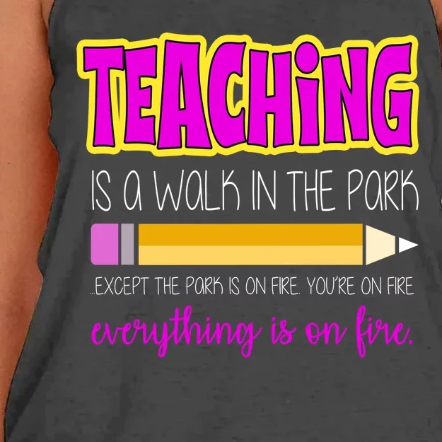 Teaching Is A Walk In The Park Women's Knotted Racerback Tank