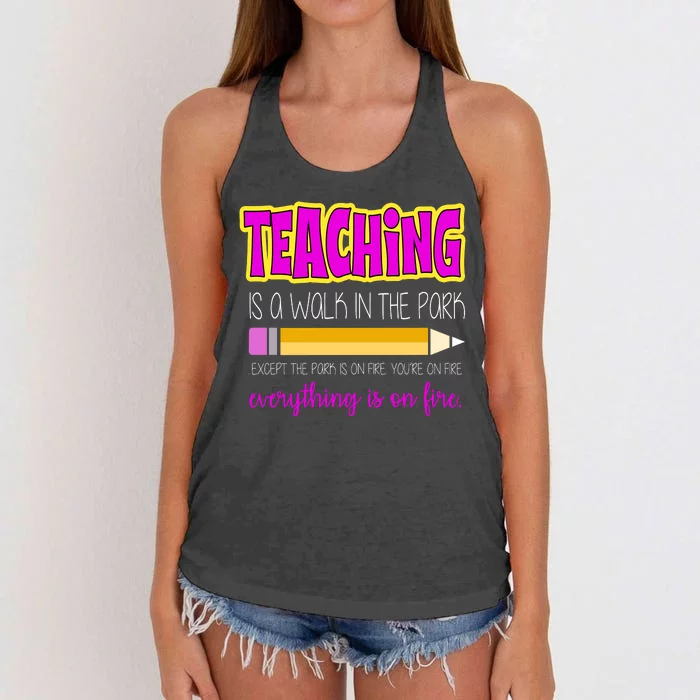 Teaching Is A Walk In The Park Women's Knotted Racerback Tank