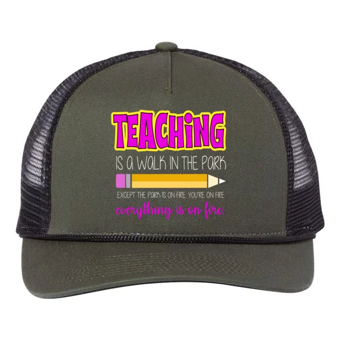 Teaching Is A Walk In The Park Retro Rope Trucker Hat Cap