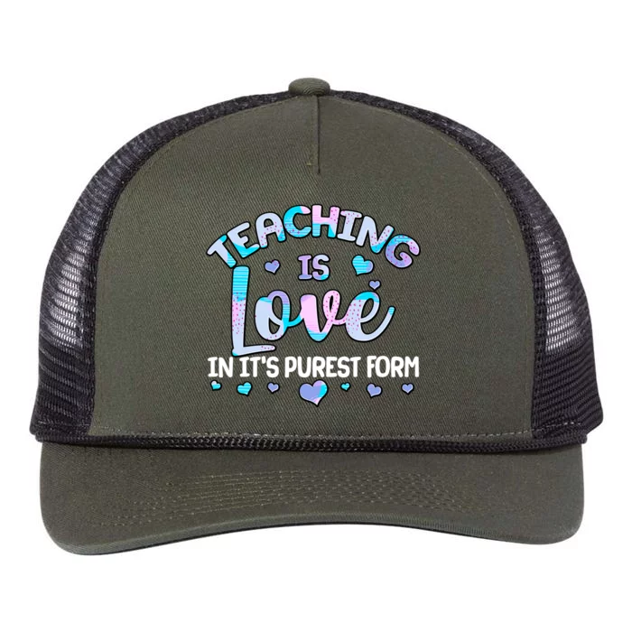 Teaching Is Love In It's Purest Form Retro Rope Trucker Hat Cap