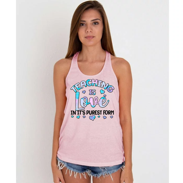 Teaching Is Love In It's Purest Form Women's Knotted Racerback Tank