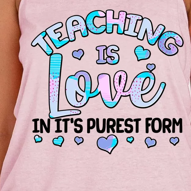 Teaching Is Love In It's Purest Form Women's Knotted Racerback Tank