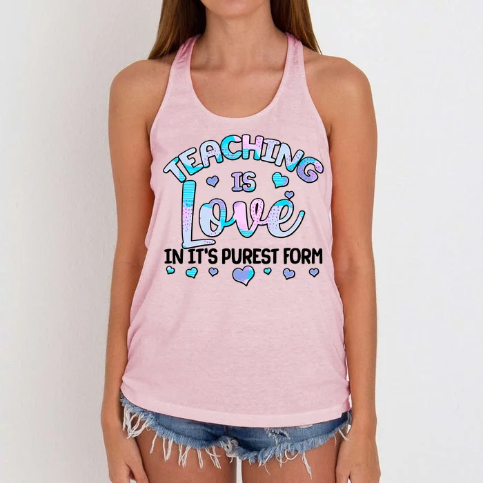 Teaching Is Love In It's Purest Form Women's Knotted Racerback Tank