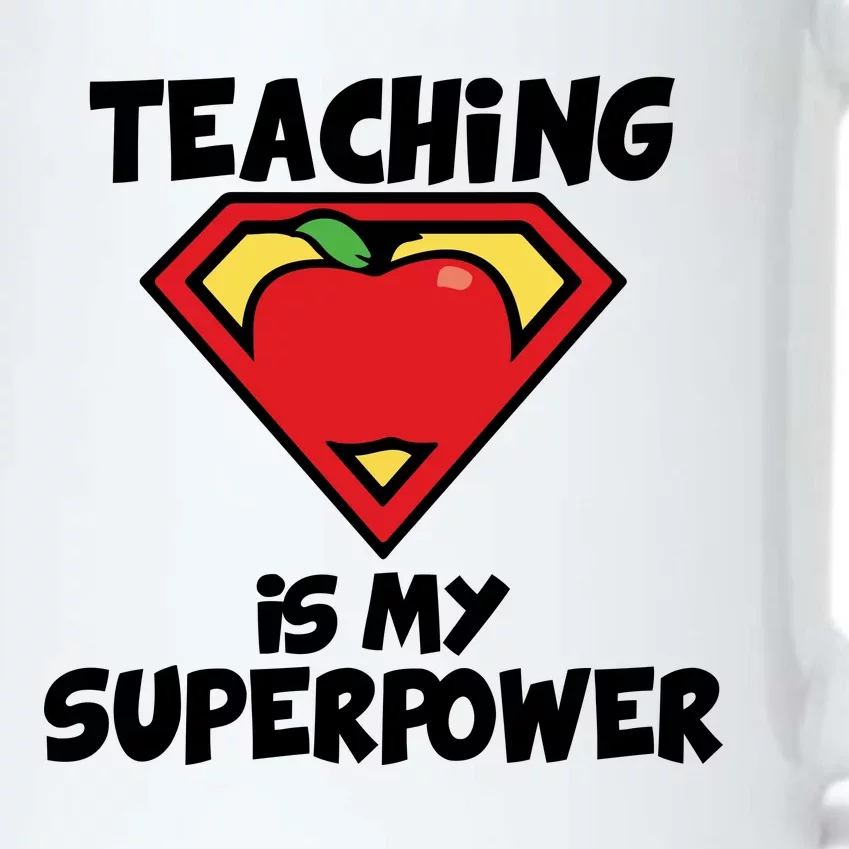 Teaching Is My Superpower Apple Crest Black Color Changing Mug