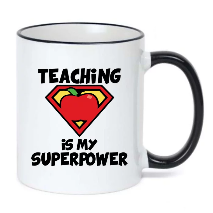 Teaching Is My Superpower Apple Crest Black Color Changing Mug