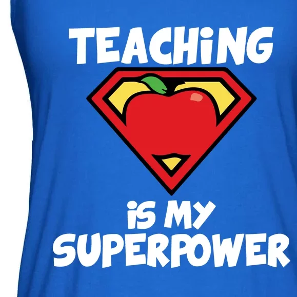 Teaching Is My Superpower Apple Crest Ladies Essential Flowy Tank