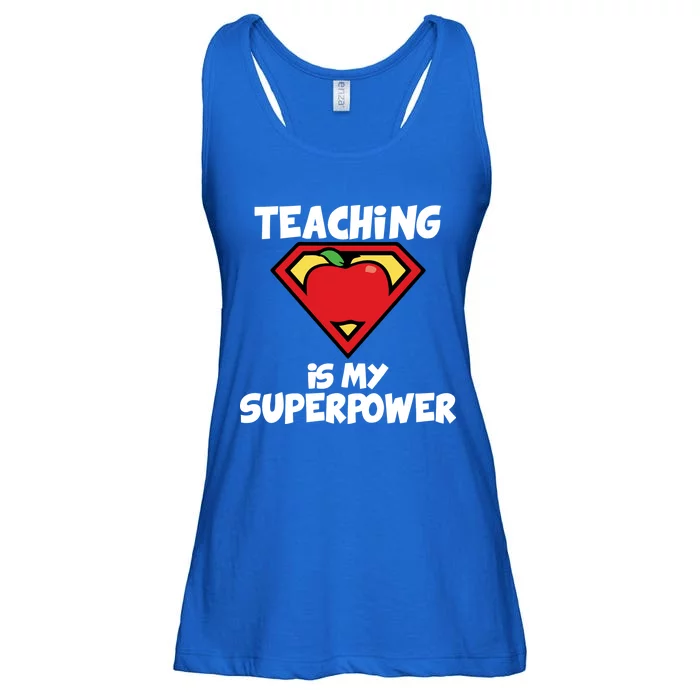 Teaching Is My Superpower Apple Crest Ladies Essential Flowy Tank