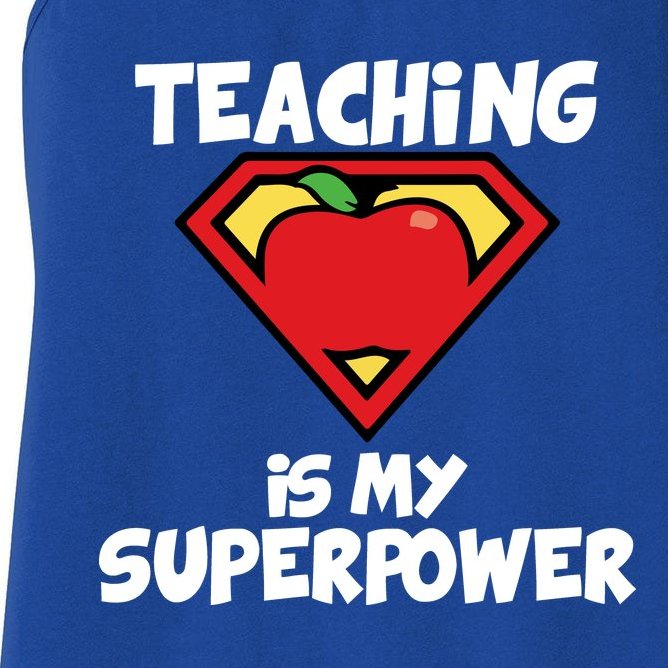Teaching Is My Superpower Apple Crest Women's Racerback Tank