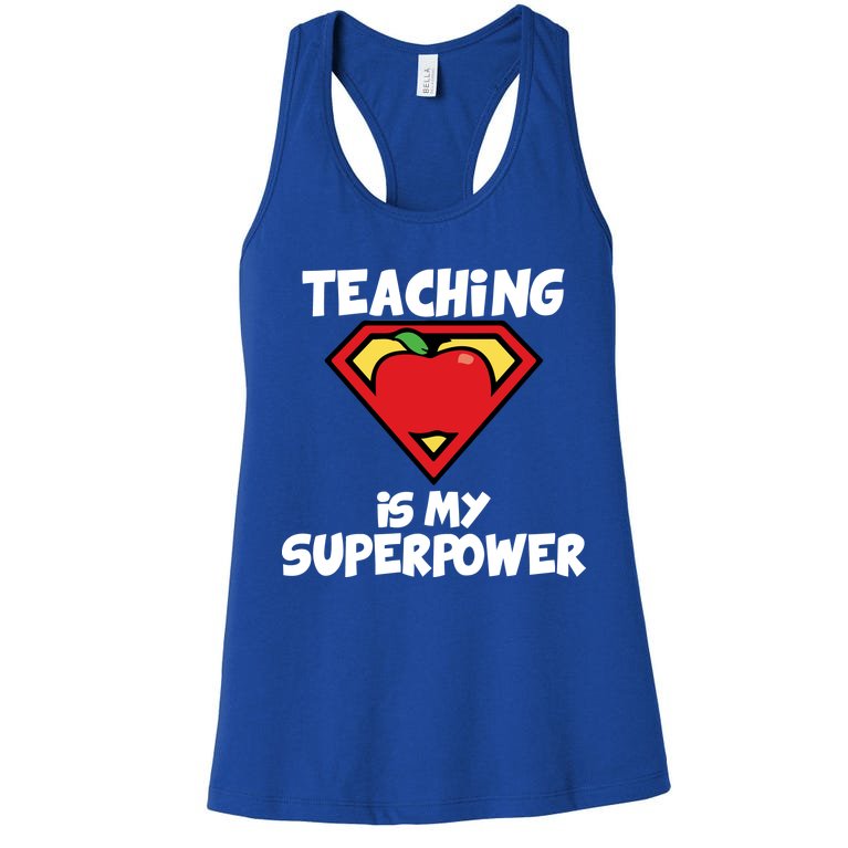 Teaching Is My Superpower Apple Crest Women's Racerback Tank