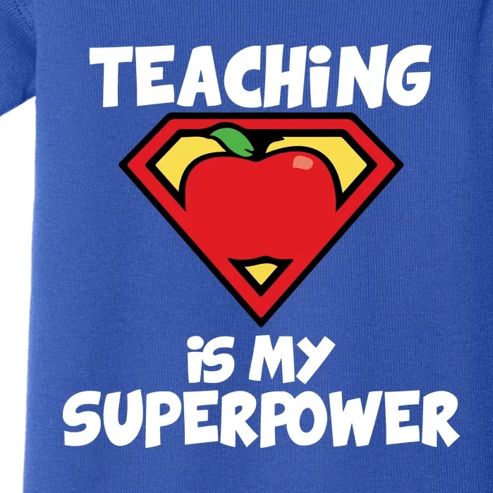 Teaching Is My Superpower Apple Crest Baby Bodysuit