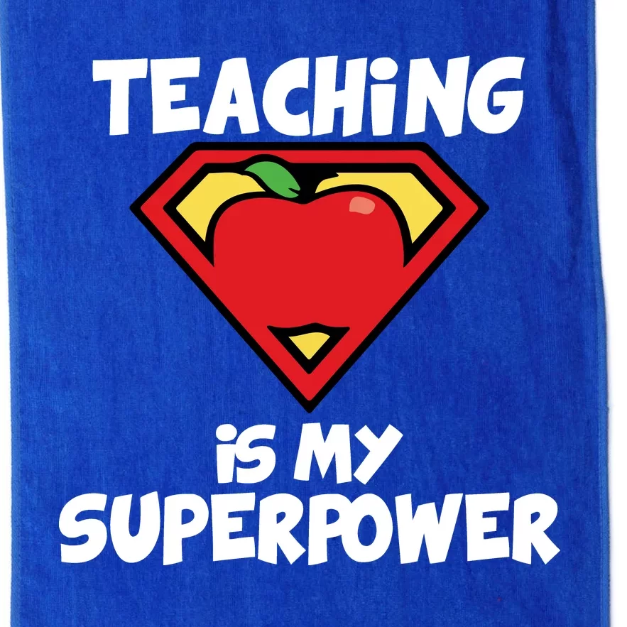 Teaching Is My Superpower Apple Crest Platinum Collection Golf Towel