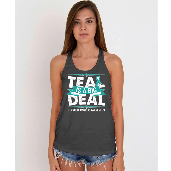 Teal Is A Big Deal Cervical Cancer Awareness Women's Knotted Racerback Tank