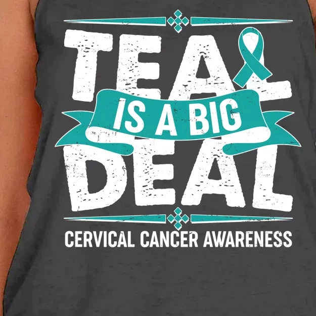 Teal Is A Big Deal Cervical Cancer Awareness Women's Knotted Racerback Tank