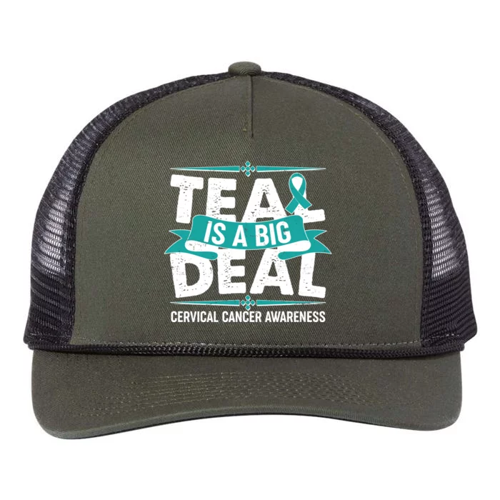 Teal Is A Big Deal Cervical Cancer Awareness Retro Rope Trucker Hat Cap