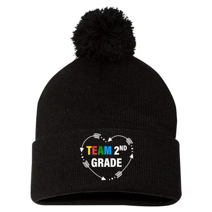 Team 2nd Grade Arrow Heart Pom Pom 12in Knit Beanie