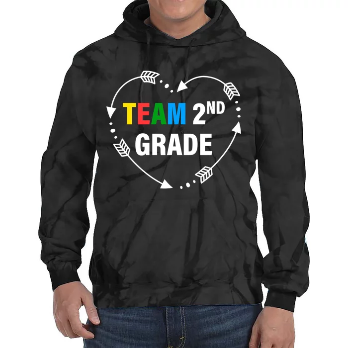 Team 2nd Grade Arrow Heart Tie Dye Hoodie