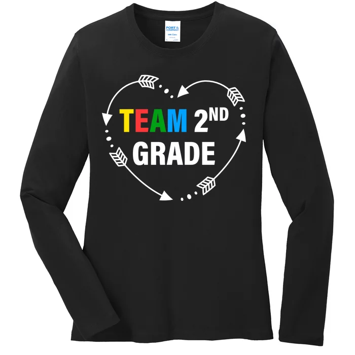 Team 2nd Grade Arrow Heart Ladies Long Sleeve Shirt