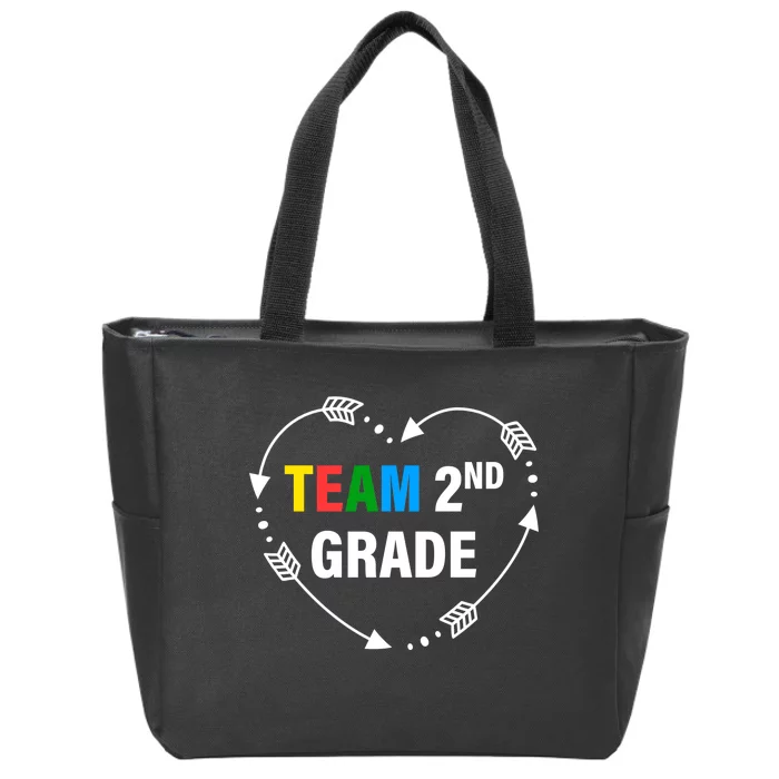 Team 2nd Grade Arrow Heart Zip Tote Bag