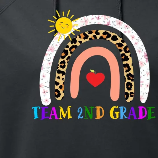 Team 2nd Grade Cute Rainbow Teachers Students Performance Fleece Hoodie