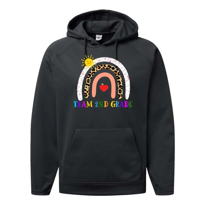 Team 2nd Grade Cute Rainbow Teachers Students Performance Fleece Hoodie